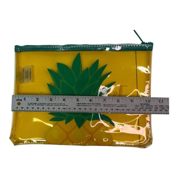 Sunny Life Translucent Yellow Pineapple Beach Summer Top Zipper Pouch Bag - Picture 4 of 5
